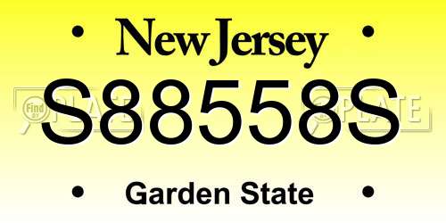 S88558S New Jersey License Plate