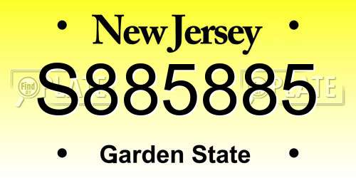 S885885 New Jersey License Plate