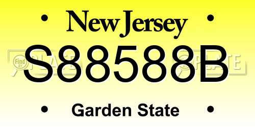 S88588B New Jersey License Plate