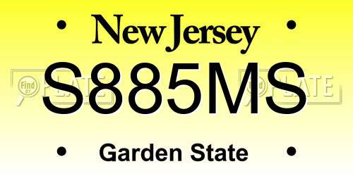 S885MS New Jersey License Plate
