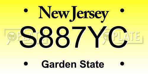 S887YC New Jersey License Plate