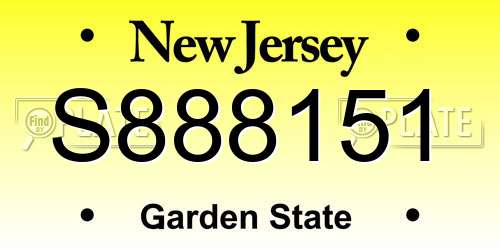S888151 New Jersey License Plate