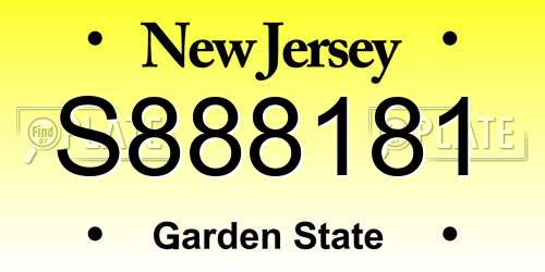 S888181 New Jersey License Plate