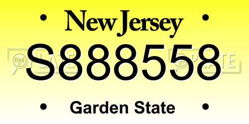 S888558 New Jersey License Plate