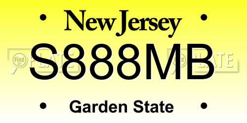 S888MB New Jersey License Plate