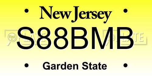 S88BMB New Jersey License Plate