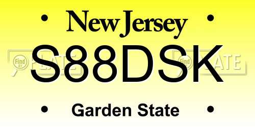 S88DSK New Jersey License Plate