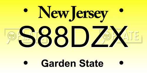 S88DZX New Jersey License Plate