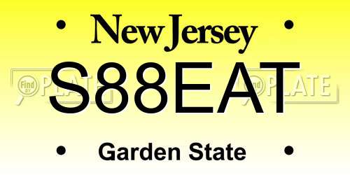 S88EAT New Jersey License Plate