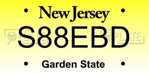 S88EBD New Jersey License Plate