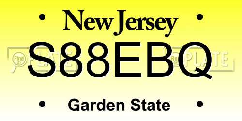 S88EBQ New Jersey License Plate