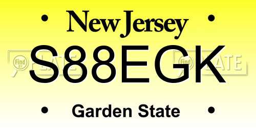 S88EGK New Jersey License Plate