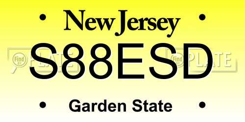 S88ESD New Jersey License Plate