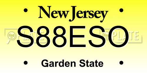 S88ESO New Jersey License Plate
