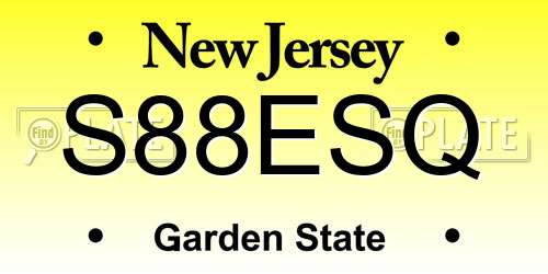 S88ESQ New Jersey License Plate