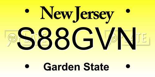 S88GVN New Jersey License Plate