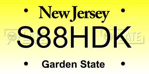 S88HDK New Jersey License Plate