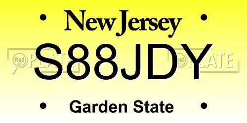 S88JDY New Jersey License Plate