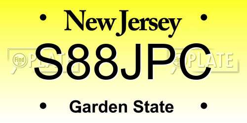 S88JPC New Jersey License Plate
