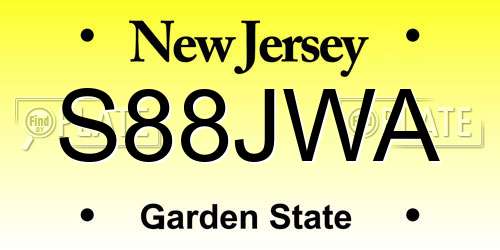 S88JWA New Jersey License Plate