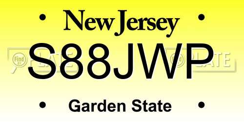 S88JWP New Jersey License Plate