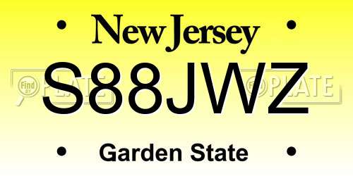 S88JWZ New Jersey License Plate
