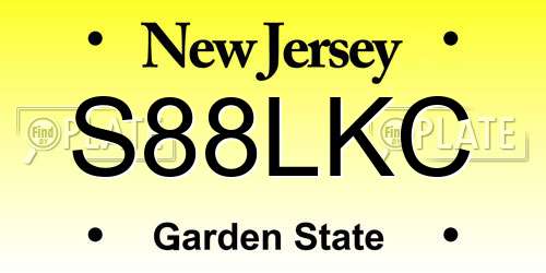S88LKC New Jersey License Plate
