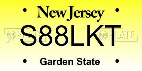 S88LKT New Jersey License Plate