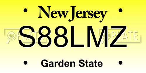 S88LMZ New Jersey License Plate