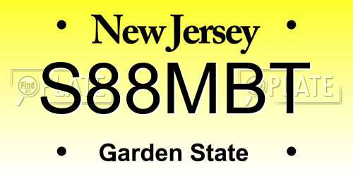 S88MBT New Jersey License Plate