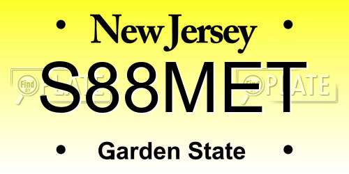 S88MET New Jersey License Plate