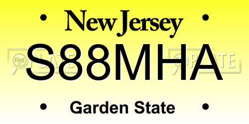 S88MHA New Jersey License Plate