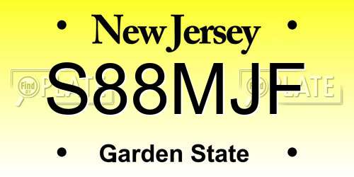S88MJF New Jersey License Plate