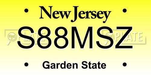 S88MSZ New Jersey License Plate