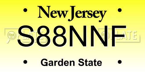 S88NNF New Jersey License Plate
