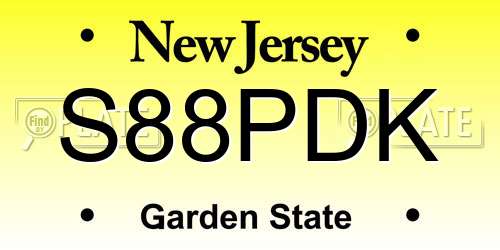 S88PDK New Jersey License Plate