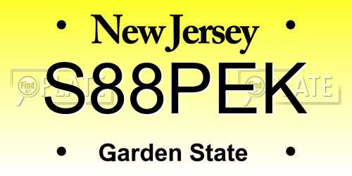 S88PEK New Jersey License Plate
