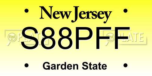 S88PFF New Jersey License Plate