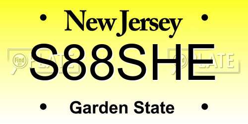 S88SHE New Jersey License Plate