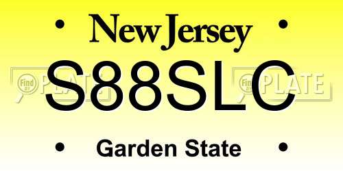 S88SLC New Jersey License Plate
