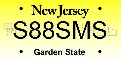S88SMS New Jersey License Plate