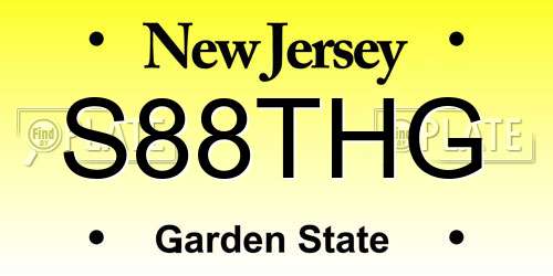 S88THG New Jersey License Plate