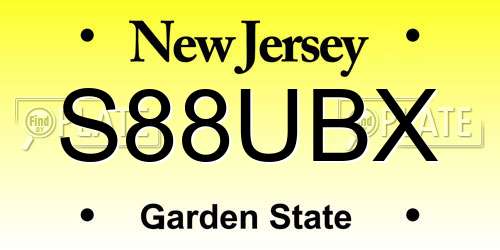 S88UBX New Jersey License Plate