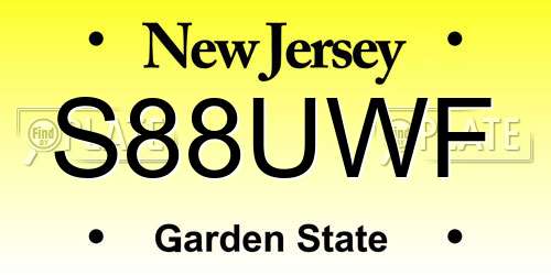 S88UWF New Jersey License Plate