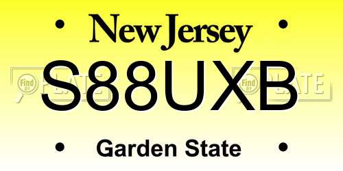 S88UXB New Jersey License Plate