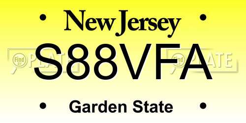 S88VFA New Jersey License Plate
