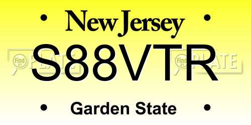 S88VTR New Jersey License Plate