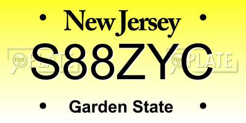 S88ZYC New Jersey License Plate