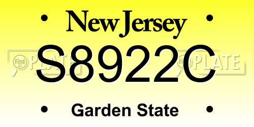 S8922C New Jersey License Plate