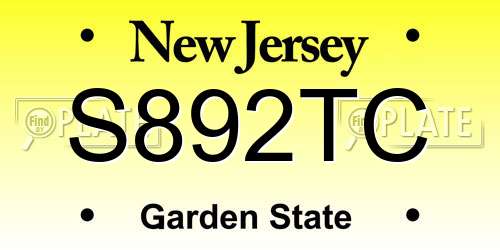 S892TC New Jersey License Plate